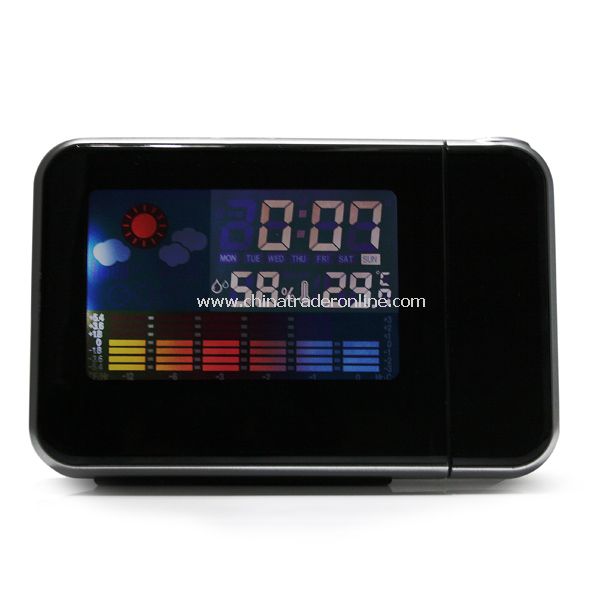 LED Light LCD Projection Digital Weather Thermometer Alarm Clock Snooze Station