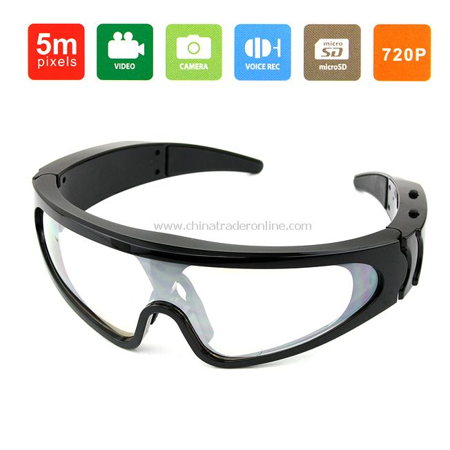 New Mini HD DV Camera Eyewear Mens Sport UV Black Frame Sunglasses 1280*720 from China