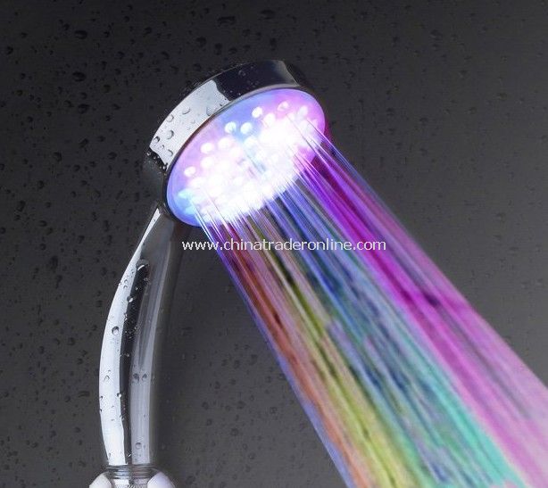 New Temperature Senor Control RGB LED Light Water Shower Head No Battery Needed from China