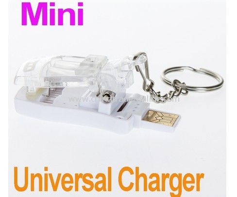 Mini Fashion Portable keychain USB Universal Charger for cell phone battery with Key Ring free shipping drop shipping from China