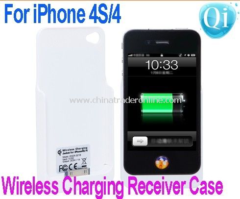 Qi Wireless Charger Receiver Case charging transmitter supplied QI standard Jacket for iPhone 4 4S White free shipping