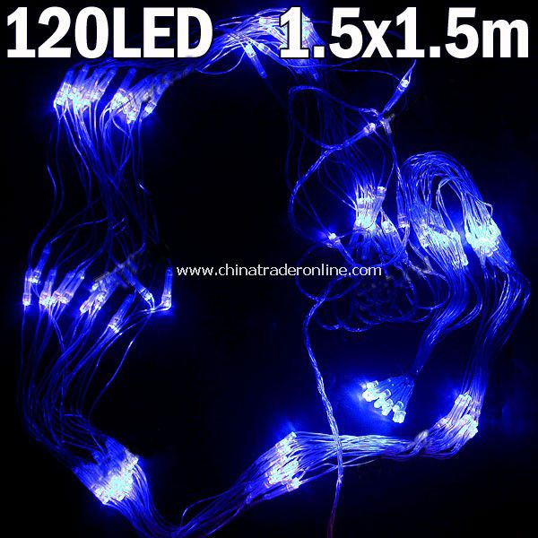 Blue 120-LED String Lamp Light (1.5 x 1.5m) Christmas & Halloween Decoration for Party Wedding