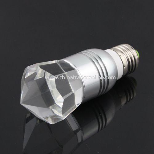 E27 Crystal Glass Diamond 16 Color Change RGB 3W LED Light Bulb Lamp w/Remote Control from China