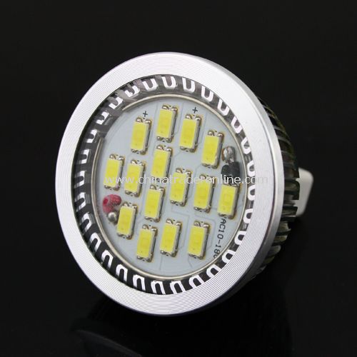 7W MR16 5630 SMD 15-LED Light Bulb Lamp 10-18V W/ Cover Pure White New from China