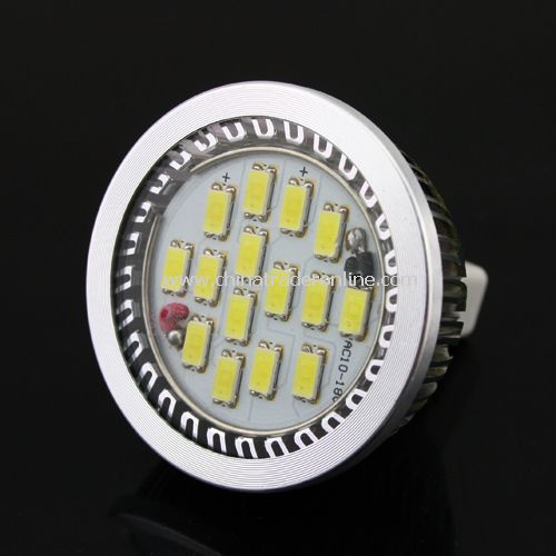 7W MR16 5630 SMD 15-LED Light Bulb Lamp 10-18V W/ Cover Pure White New