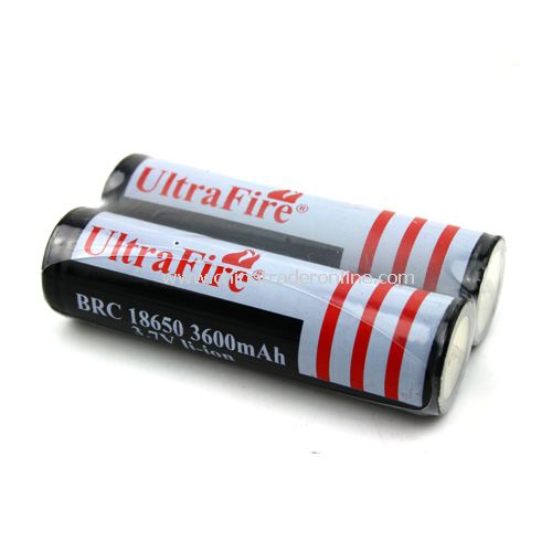 Flashlight Accessory 3.7V 18650 3600mAh Rechargeable Lithium Battery with Protection PCB(1 pair) from China