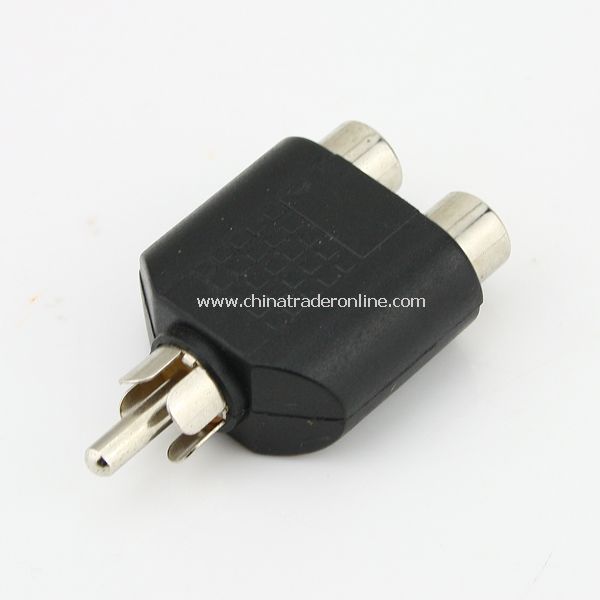 Plated RCA Male to 2 RCA Female Adapter