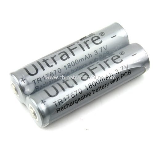 UltraFire 17670 1800mAh 3.7V Rechargeable Lithium Battery 2pcs from China
