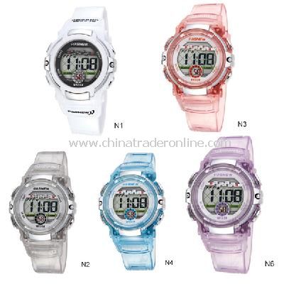 HighQuality Color Block PASNEW LED Water-proof Boys Girls Sport Watch