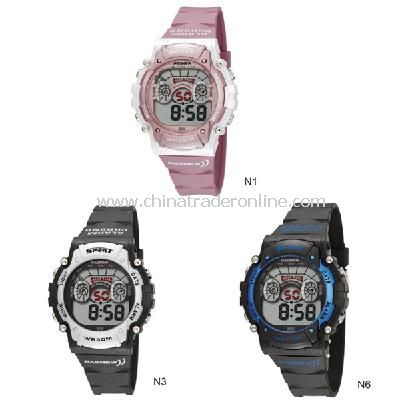 HighQuality Color Block PASNEW LED Water-proof Boys Girls Sport Watch