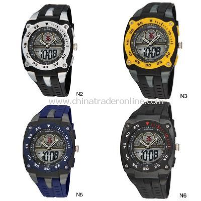 HighQuality PASNEW LED+Pointer Water-proof Dual Time Boys Sport Watch from China