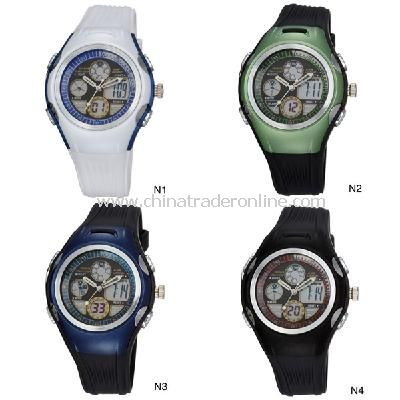 HighQuality PASNEW LED+Pointer Water-proof Dual Time Boys Sport Watch