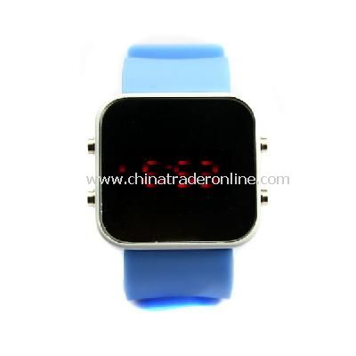 New Mens Silicone Band LED Sports Wrist Watch Blue from China