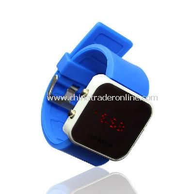 New Mens Silicone Band LED Sports Wrist Watch D-Blue