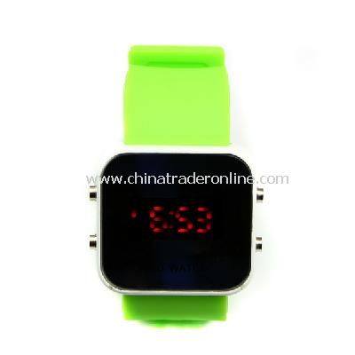 New Mens Silicone Band LED Sports Wrist Watch Green from China