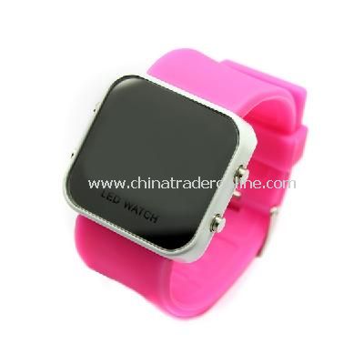 New Mens Silicone Band LED Sports Wrist Watch Pink