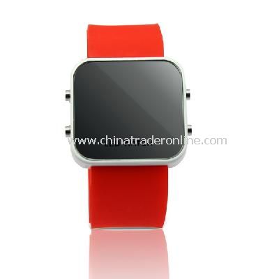 New Mens Silicone Band LED Sports Wrist Watch Red from China