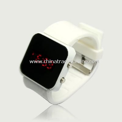 New Mens Silicone Band LED Sports Wrist Watch White from China