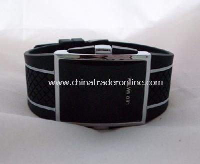 Red LED Mens Digital Electronic LED Watch Red Light Black from China