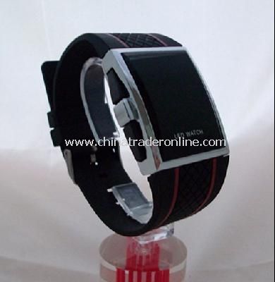 Red LED Mens Digital Electronic LED Watch Red Light Black