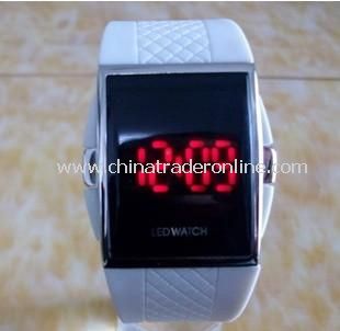 Red LED Mens Digital Electronic LED Watch Red Light white