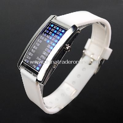 New Fashion Men Womens 29 Flash Blue LED Digital Sport Watch White from China