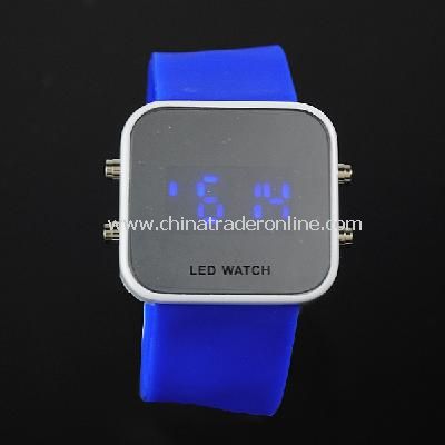 New Mens Silicone Band LED Sports Wrist Watch blue from China