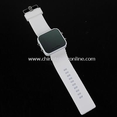 New Men’s Silicone Band LED Sports Wrist Watch White