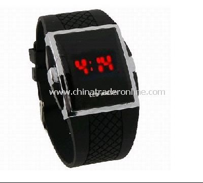 Red LED Mens Digital Electronic LED Watch Red Light Black from China