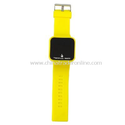 Silicone Touch Screen Creative Red LED Flashing Wristband Watch yellow