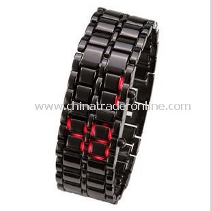 Stainless Steel LED Red Digital Unsex Bracelet Watch from China