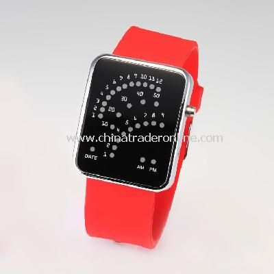 29 LED Blue Red Light Digital Date Time Lady Men Wrist Watch