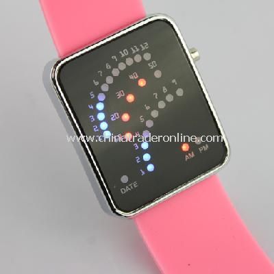 29 LED Blue Red Light Digital Date Time Lady Men Wrist Watch