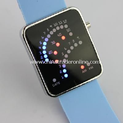 29 LED Blue Red Light Digital Date Time Lady Men Wrist Watch