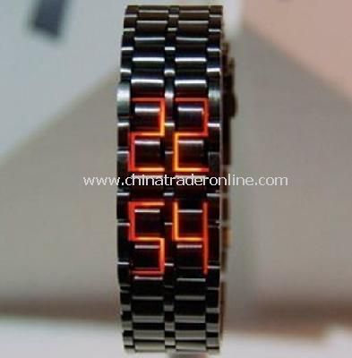 Black Stainless Steel LED RED Digital Unsex Bracelet Watch from China