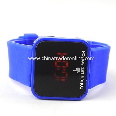 Silicone Touch Screen Creative Red LED Flashing Wristband Watch deep blue from China