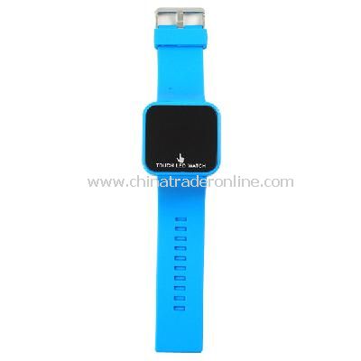 Silicone Touch Screen Creative Red LED Flashing Wristband Watch light blue