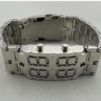 Stainless Silver Steel LED Blue Digital Unsex Bracelet Watch