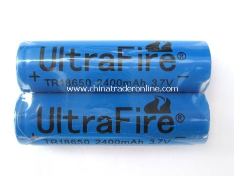 3.7V 18650 2400mAh Lithium Rechargeable Battery 2pcs(1 pair) from China