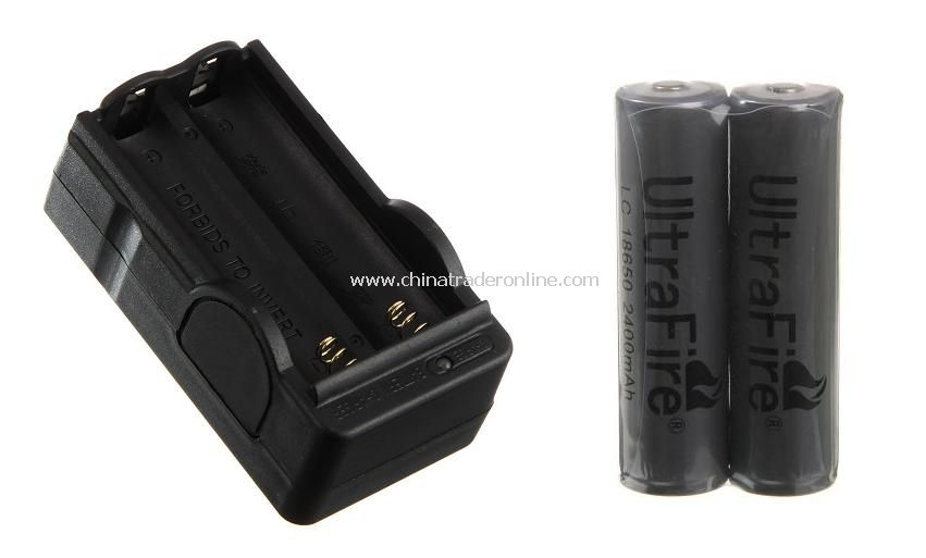 Double Channel 18650 Lithium Battery Travel Charger with 2pcs 18650 2400mAh PCB Batteries from China