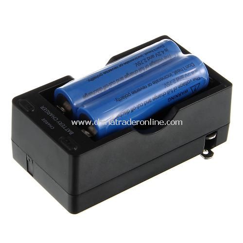 Double Channel 18650 Travel Charger with 2pcs Rechargeable 18650 2400mAh Lithium Batteries from China