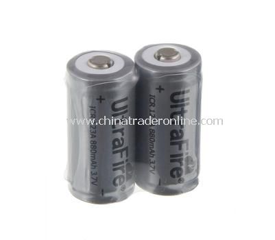 UltraFire 16340 880mAh 3.6V Li-ion Rechargeable Battery with Protection PCB 2 Pcs from China