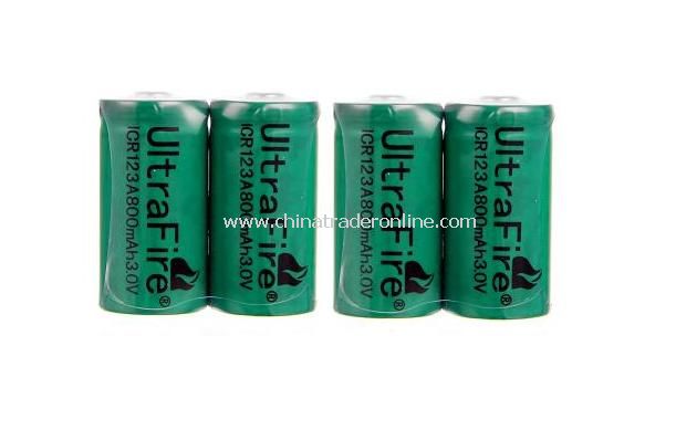 UltraFire ICR123A 800mA 3.0V Lithium Rechargeable Battery 4pcs from China