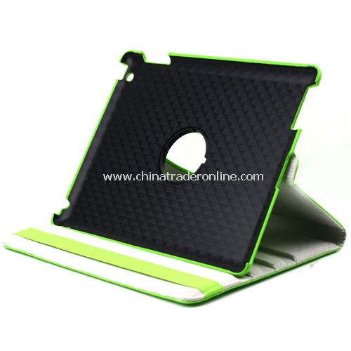 iPad 2/3 360 Rotating Magnetic Leather Case Smart Cover Stand Green