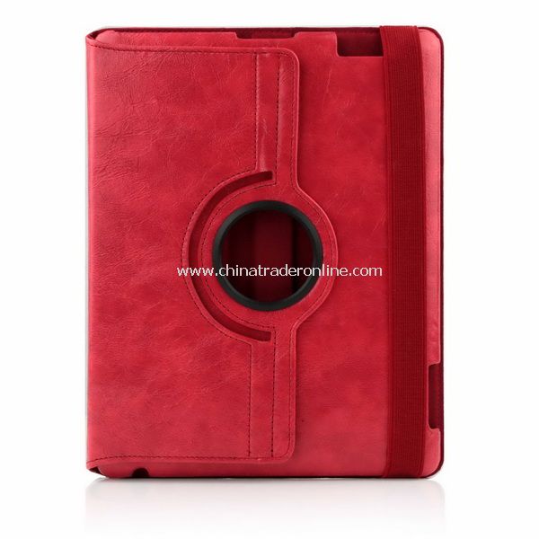 Red 360 Rotatable Leather case for iPad2 from China