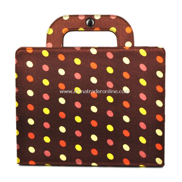 Stylish Brown dot Portable PU Leather Bag Case Cover Hand Bag Case Protector for iPad 2 iPad 3