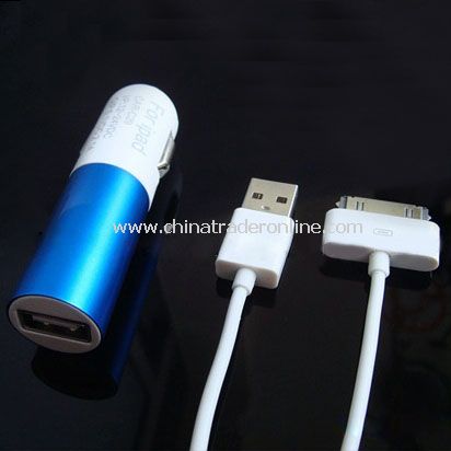 USB Car Charger+Cable Cord for iPod iPad iPhone 4G 3G