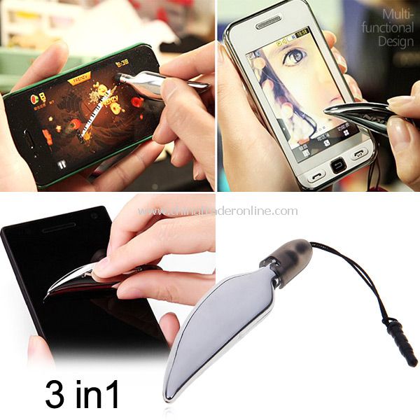 3 in 1 Multi-function Capacitive/Resistive Touch Pen with Dustproof Earphone Plug Screen Wiper from China