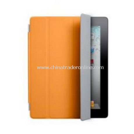 iPad 2 Smart Cover Case Black Leather(Orange)