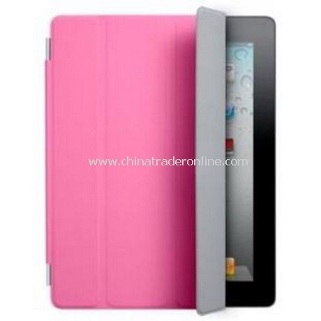 iPad 2 Smart Cover Case Black Leather(Pink)